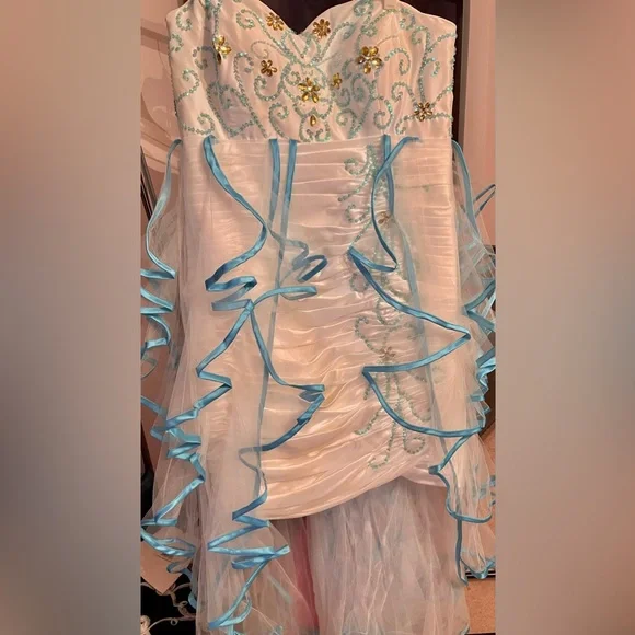 Custom Made Plus Size 28/30 Formal High Low Rhinestones Sequin Fun Fashion Prom | Color: White | Size: 28/30 | Jenkiesth's Closet
